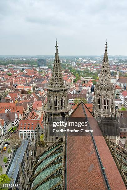 minster's roof and ulm view, germany - ulm minster stock pictures, royalty-free photos & images