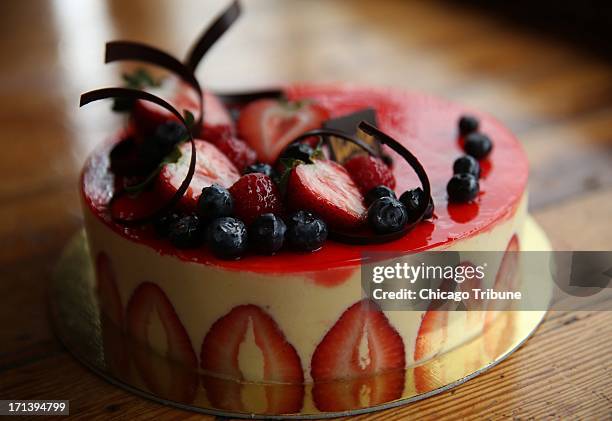 Fraisier cake prepared by Sophie Evanoff, pastry chef and owner of Vanille Patisserie, in Chicago, Illinois, on may 22, 2013. After two years of...