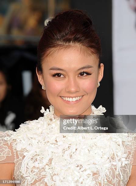 Actress Agnes Monica arrives for the premiere of Universal Pictures' "Oblivion" held at the Dolby Theater on April 10, 2013 in Hollywood, California.