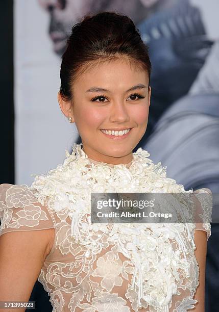 Actress Agnes Monica arrives for the premiere of Universal Pictures' "Oblivion" held at the Dolby Theater on April 10, 2013 in Hollywood, California.