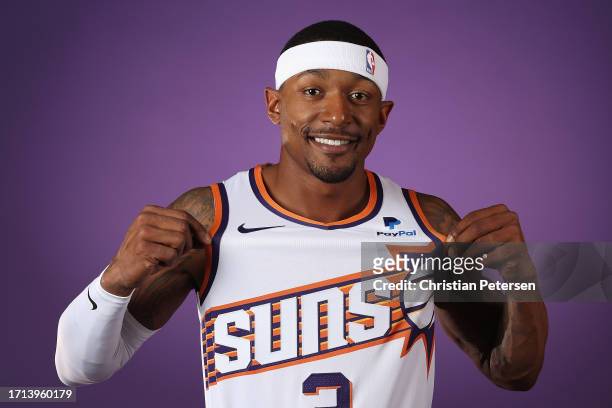 Bradley Beal of the Phoenix Suns poses for a portrait during NBA media day on October 02, 2023 in Phoenix, Arizona.