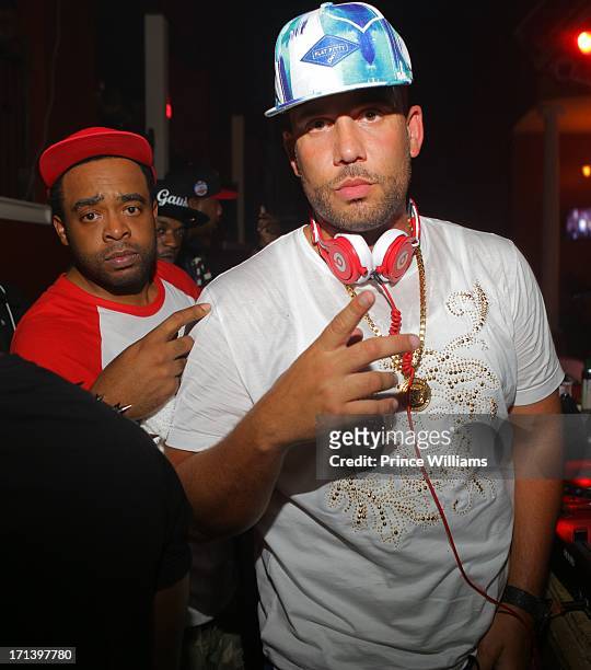 Tephlon and DJ Drama attend the Birthday Bash Afterparty featuring Meek Mill, DJ Drama and French Montana at Mansion Elan on June 15, 2013 in...