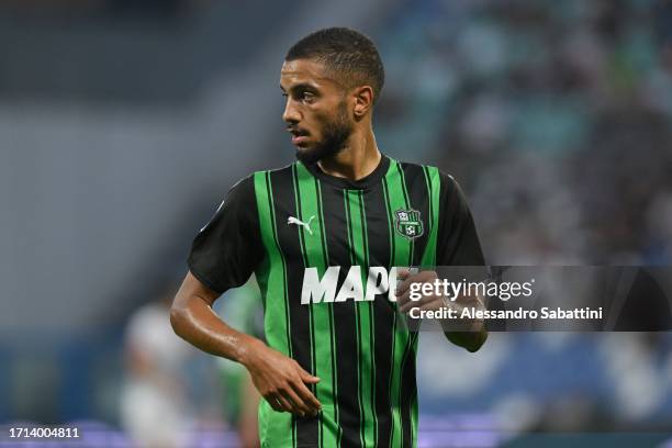 Jeremy Toljan of US Sassuolo looks on during the Serie A TIM match between US Sassuolo and AC Monza at Mapei Stadium - Citta' del Tricolore on...