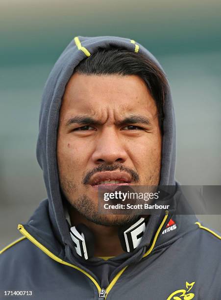 Digby Ioane of the Wallabies looks on during an Australian Wallabies training session at Visy Park on June 24, 2013 in Melbourne, Australia.