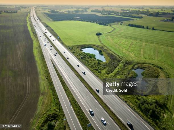 highway high angle - denmark road stock pictures, royalty-free photos & images