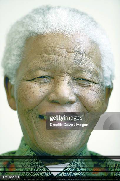 Nelson Mandela smiles at a photocall ahead of tonight's "46664 Arctic" concert, at the Rica Hotel on June 11, 2005 in Tromso, Norway. The fourth...