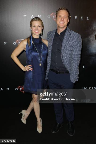 Claire Kramer and Alan Tudyk arrive at the "Man Of Steel" Australian premiere on June 24, 2013 in Sydney, Australia.