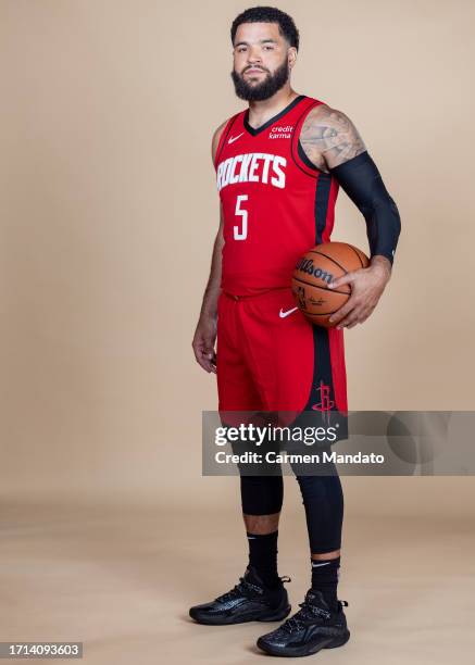 Fred VanVleet of the Houston Rockets poses for a photo during media day on October 02, 2023 in Houston, Texas.