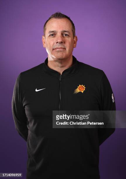 Head coach Frank Vogel of the Phoenix Suns poses for a portrait during NBA media day on October 02, 2023 in Phoenix, Arizona.