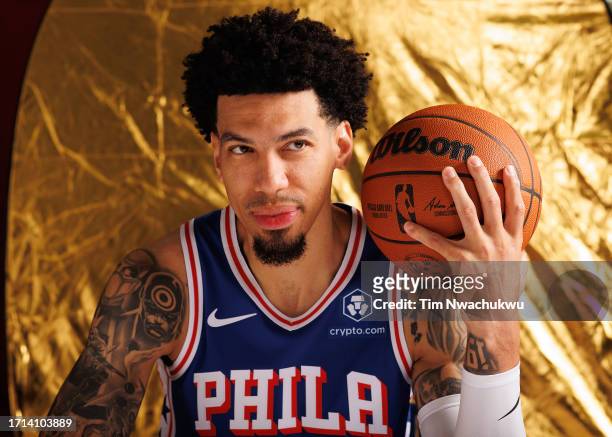 Danny Green of the Philadelphia 76ers poses for a portrait during Philadelphia 76ers media day at 76ers Training Complex on October 02, 2023 in...