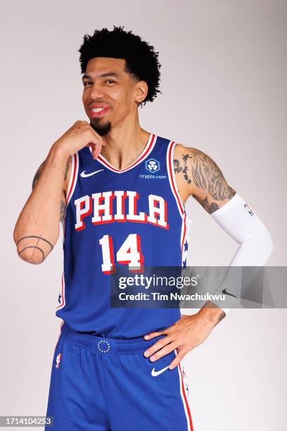 Danny Green of the Philadelphia 76ers poses for a portrait during Philadelphia 76ers media day at 76ers Training Complex on October 02, 2023 in...
