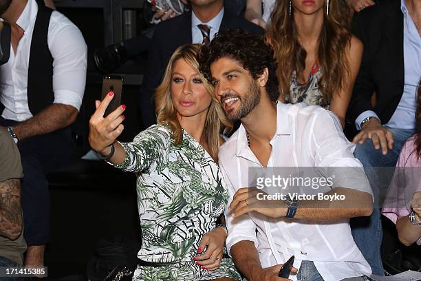 Bruno Cabrerizo and Maddalena Corvaglia attend the John Richmond show during Milan Menswear Fashion Week Spring Summer 2014 show on June 24, 2013 in...