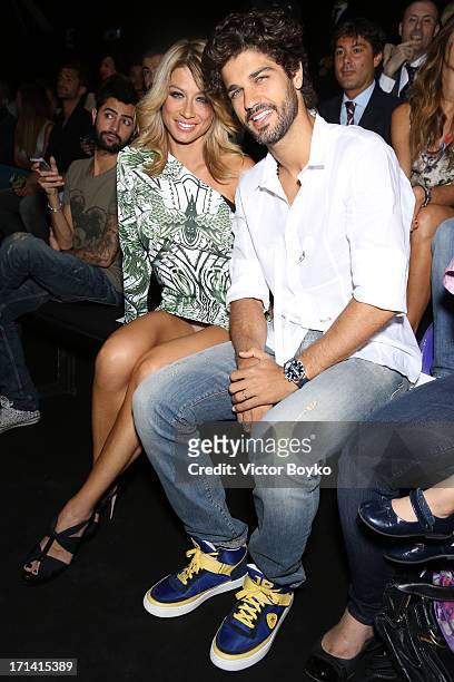 Bruno Cabrerizo and Maddalena Corvaglia attend the John Richmond show during Milan Menswear Fashion Week Spring Summer 2014 show on June 24, 2013 in...