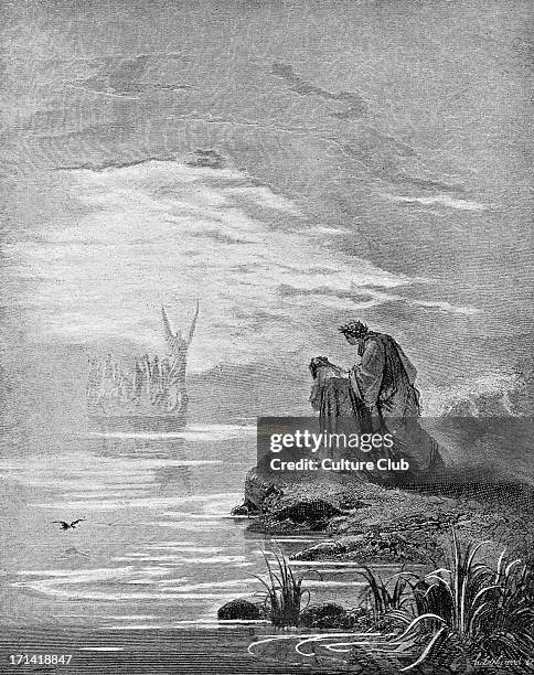 Dante's purgatory, part of his Divine Comedy. Illustration by Gustave Doré. Caption: Then when he knew the pilot cried aloud, 'Down, Down: Bend thy...