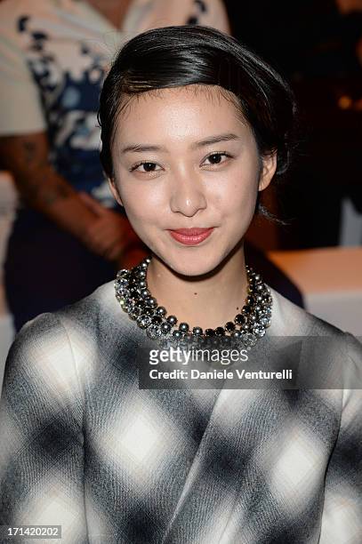 Emi Takei attends the Gucci show during Milan Menswear Fashion Week Spring Summer 2014 show on June 24, 2013 in Milan, Italy.