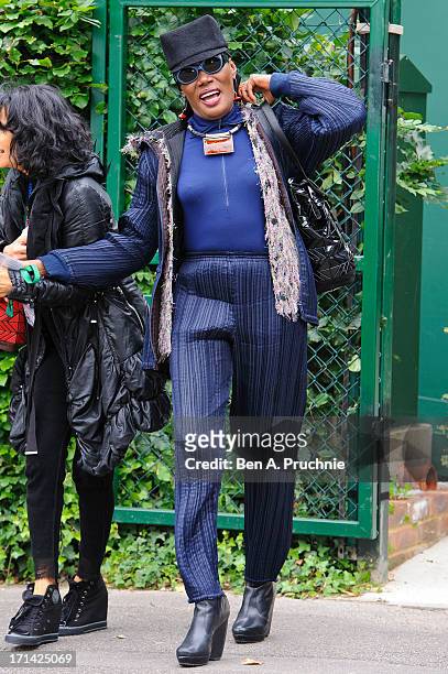 Grace Jones sighted at Wimbledon Tennis on June 24, 2013 in London, England.