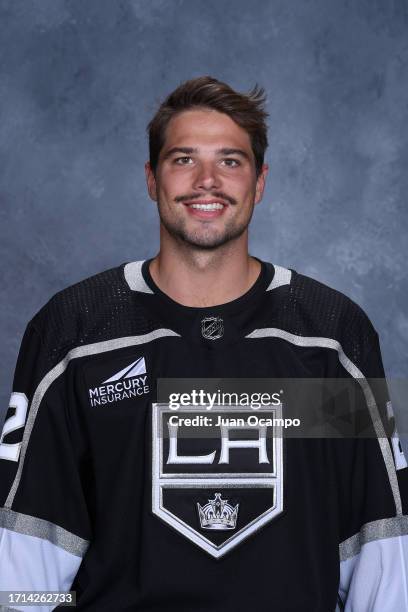 Kevin Fiala of the Los Angeles Kings poses for his official headshot for the 2023-2024 season on September 13, 2023 at the Toyota Sports Performance...