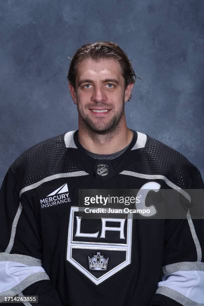 Anze Kopitar of the Los Angeles Kings poses for his official headshot for the 2023-2024 season on September 13, 2023 at the Toyota Sports Performance...