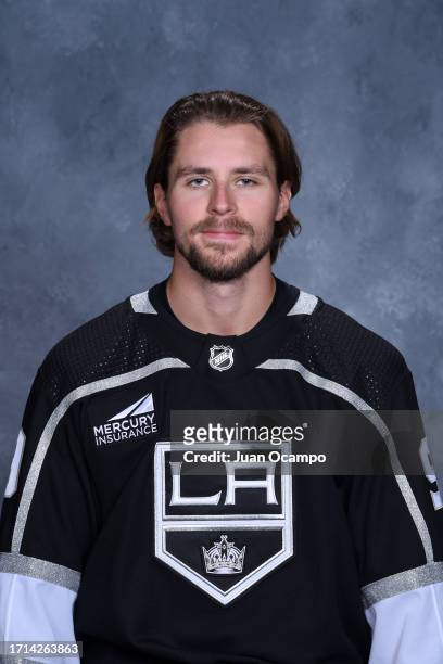 Adrian Kempe of the Los Angeles Kings poses for his official headshot for the 2023-2024 season on September 13, 2023 at the Toyota Sports Performance...