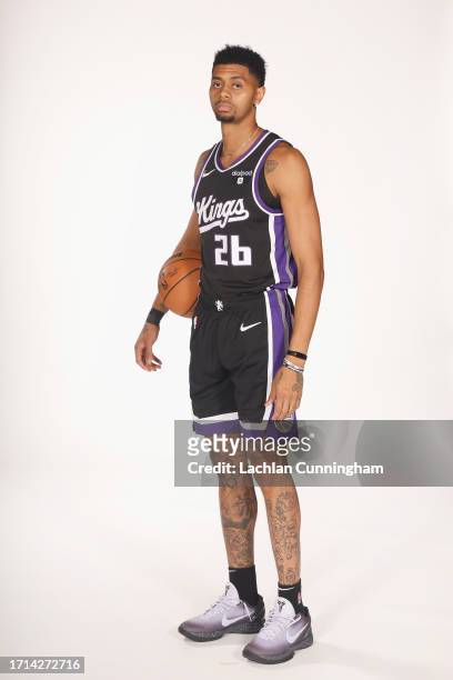 Jeremy Lamb of the Sacramento Kings poses for a photo at Sacramento Kings Practice Facility on October 02, 2023 in Sacramento, California. NOTE TO...