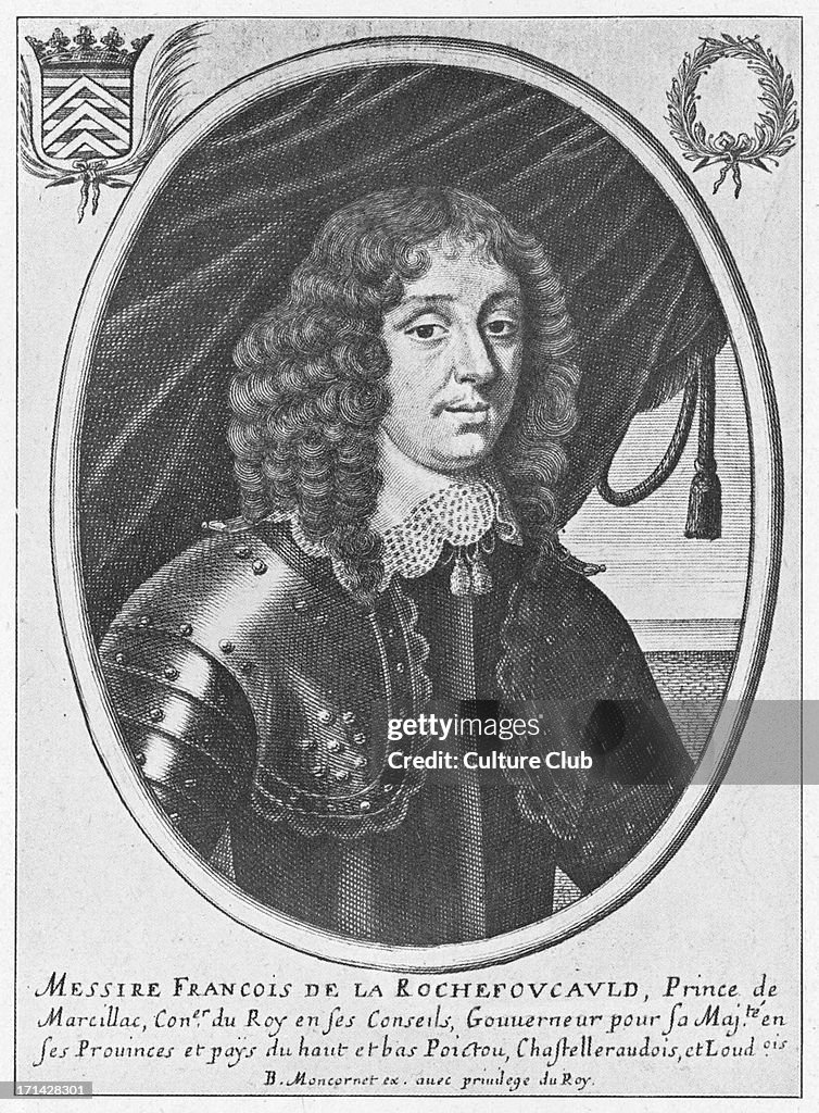 François de la Rochefoucauld (François VI le Prince de Marsillac, Duc de la Rochefoucauld) , portrait engraving by B. Moncornet.