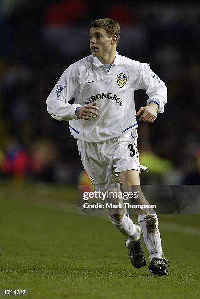 James Milner of Leeds United in action during the FA Barclaycard Premiership match between Leeds United and Chelsea held on December 28, 2002 at...