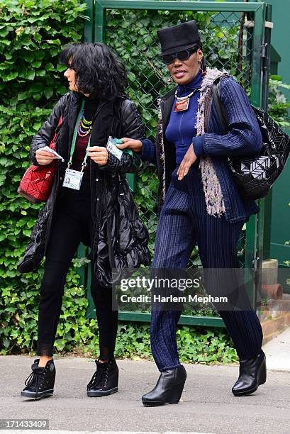 Grace Jones sighted in Wimbledon on June 24, 2013 in London, England.