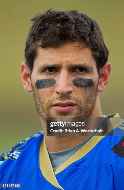 Casey Cittadino of the Charlotte Hounds gets ready to take on the Chesapeake Bayhawks at American Legion Memorial Stadium on June 22, 2013 in...