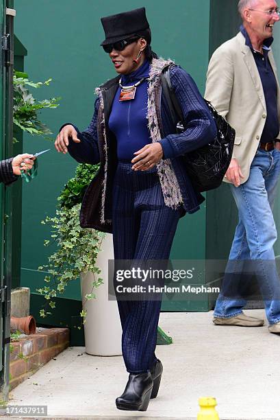 Grace Jones sighted in Wimbledon on June 24, 2013 in London, England.