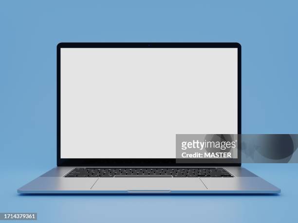 laptop in studio mock up shot - computer mockup stock pictures, royalty-free photos & images