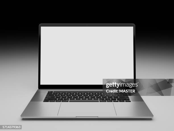 laptop in studio mock up shot - laptop on desk mockup stock pictures, royalty-free photos & images