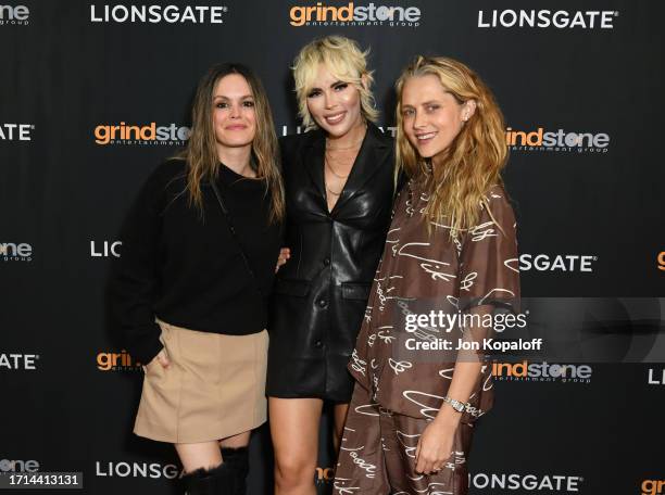 Rachel Bilson, director Nadine Crocker and Teresa Palmer attend "Desperation Road" Filmmaker Screening on October 02, 2023 in Santa Monica,...