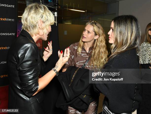 Director Nadine Crocker, Teresa Palmer and Rachel Bilson attend "Desperation Road" Filmmaker Screening on October 02, 2023 in Santa Monica,...