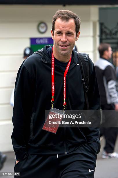 Greg Rusedski sighted at Wimbledon Tennis on June 24, 2013 in London, England.