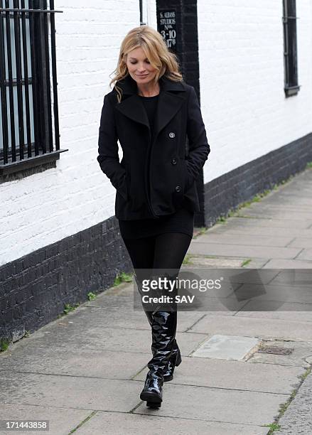 Kate Moss sighted during a shoot for shoe designer Stuart Weitzman on June 24, 2013 in London, England.