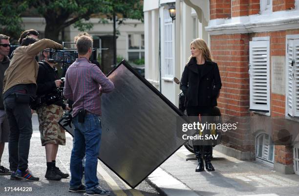 Kate Moss sighted during a shoot for shoe designer Stuart Weitzman on June 24, 2013 in London, England.