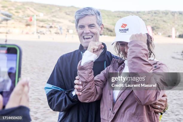 Sally Fitzgibbons of Australia surfs in Heat 1 of the Quarterfinals at the EDP Vissla Ericeira Pro on October 8, 2023 at Ribeira D'Ilhas, Ericeira,...