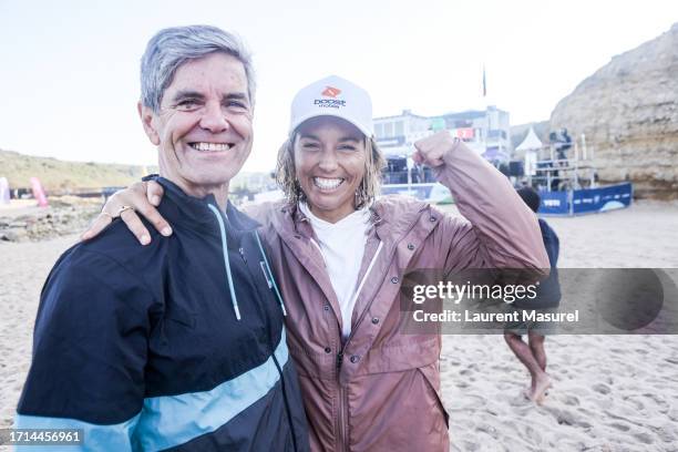 Sally Fitzgibbons of Australia surfs in Heat 1 of the Quarterfinals at the EDP Vissla Ericeira Pro on October 8, 2023 at Ribeira D'Ilhas, Ericeira,...