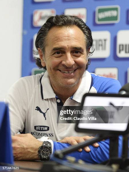 Head coach Cesare Prandelli attends a press conference ahead of their