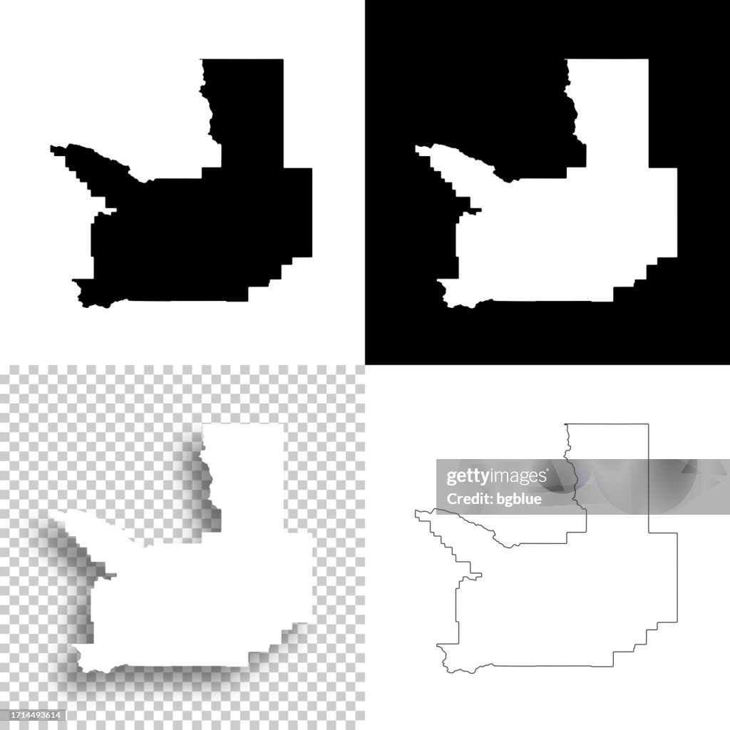 Missoula County, Montana. Maps for design. Blank, white and black backgrounds