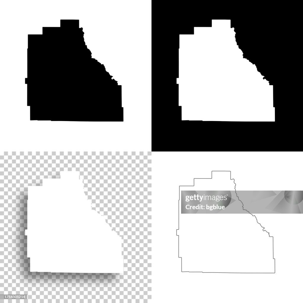 Sublette County, Wyoming. Maps for design. Blank, white and black backgrounds