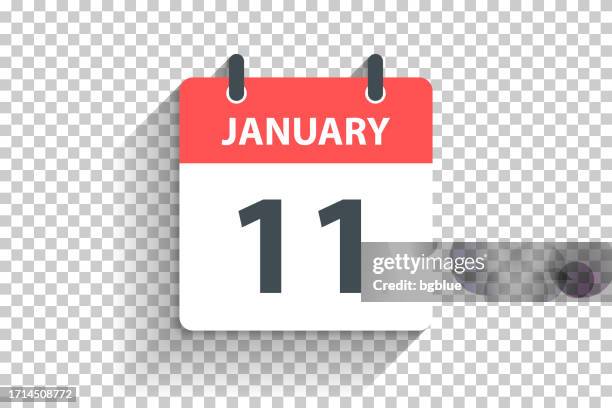 stockillustraties, clipart, cartoons en iconen met january 11 - daily calendar icon in flat design style on blank background - getal 11