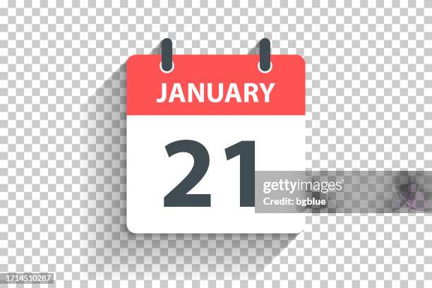 january 21 - daily calendar icon in flat design style on blank background - january vector stock illustrations