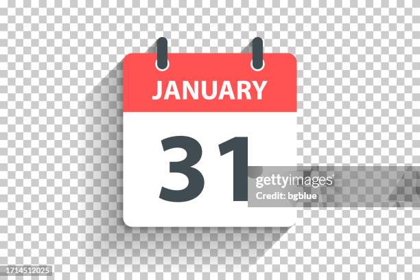 january 31 - daily calendar icon in flat design style on blank background - 31 january stock illustrations