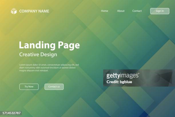 landing page template - abstract background with squares and green gradient - trendy design - diamond pattern stock illustrations