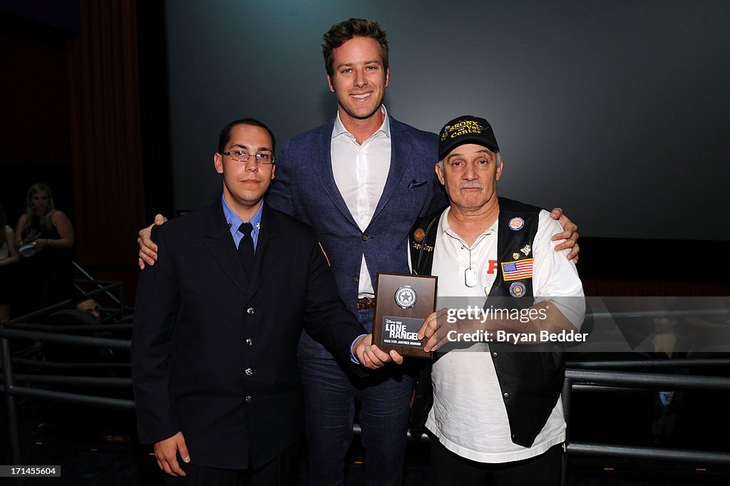 Armie Hammer, Star Of The Lone Ranger, Makes A Surprise Appearance To Honor Outstanding Local Heroes In New York As Part Of "The Lone Ranger Ride For Justice" Screening Series