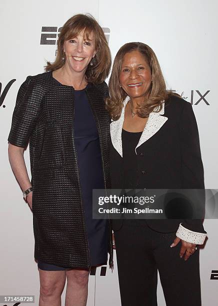 Producer Jane Rosenthal and basketball coach C. Vivian Stringer attend "Venus Vs." and "Coach" New York Special Screening at Paley Center For Media...