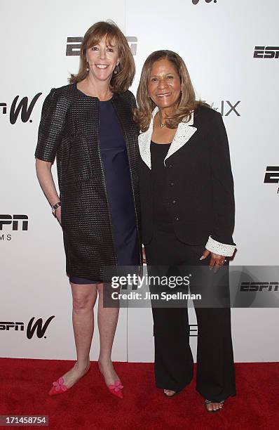Producer Jane Rosenthal and basketball coach C. Vivian Stringer attend "Venus Vs." and "Coach" New York Special Screening at Paley Center For Media...