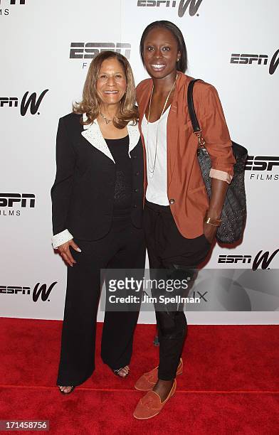Basketball Coach C. Vivian Stringer and Essence Carson attend "Venus Vs." and "Coach" New York Special Screening at Paley Center For Media on June...
