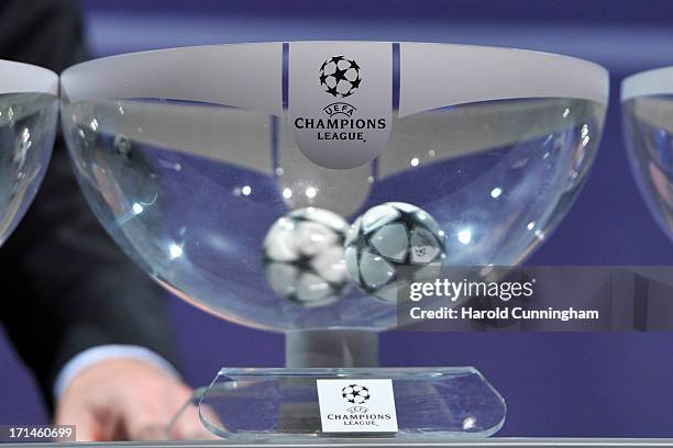 The draw ball await during the UEFA Champions League Q2 qualifying round draw at the UEFA headquarters on June 24, 2013 in Nyon, Switzerland.